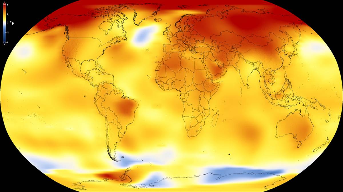 Global Warming Heat map of the world showing the rising global temperature